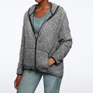 Pink women’s dark grey full zip sweater -Large